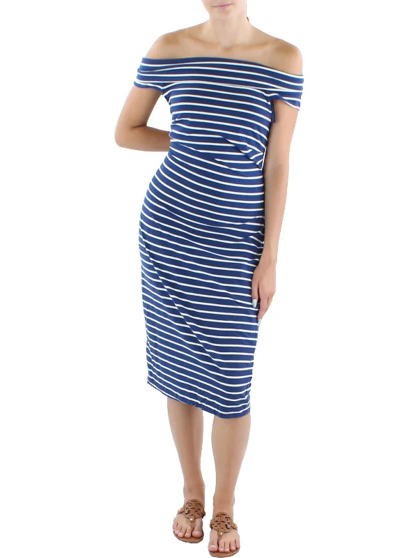 Womens Striped Midi Bodycon Dress