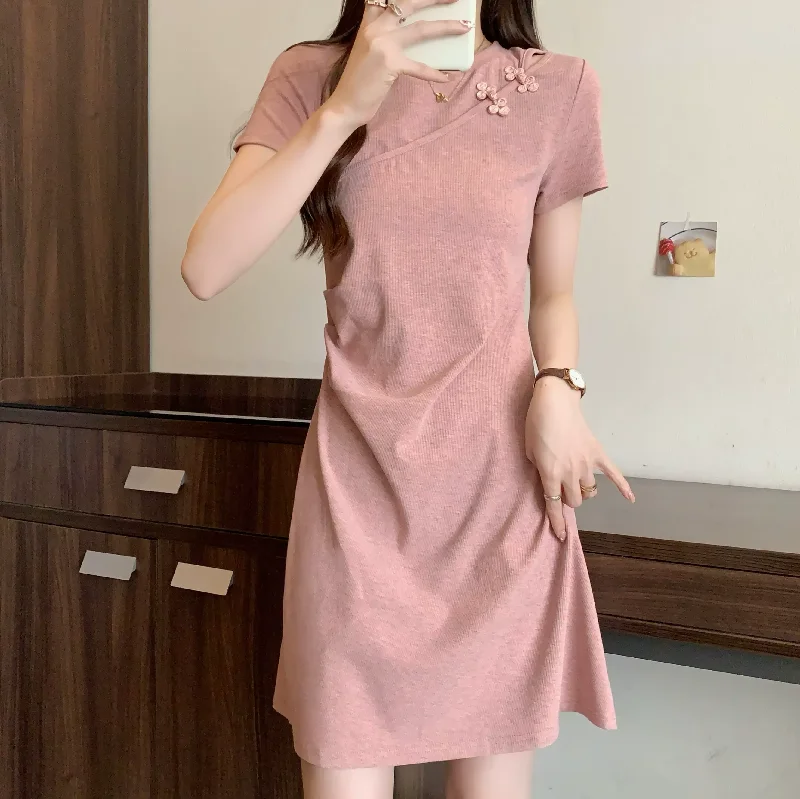 Plus Size Knit Cheongsam Dress