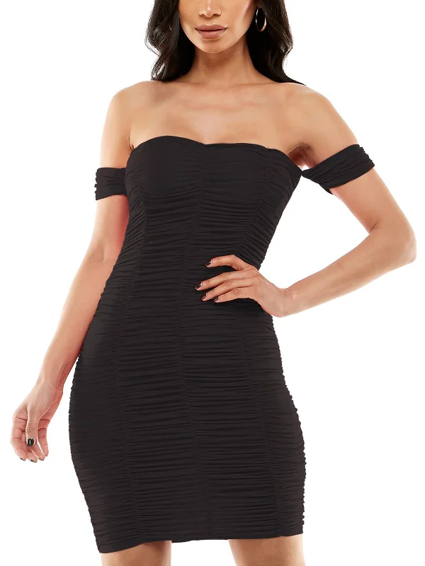 Womens Ruched Mini Bodycon Dress