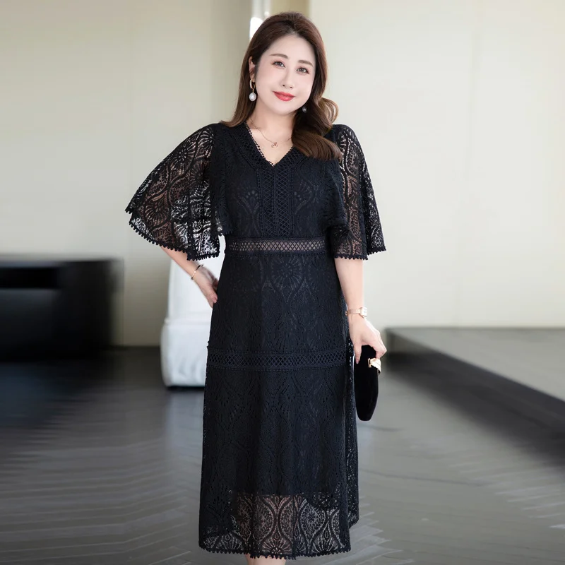 (4XL-8XL) Plus Size Lace Dinner Dress (EXTRA BIG SIZE)