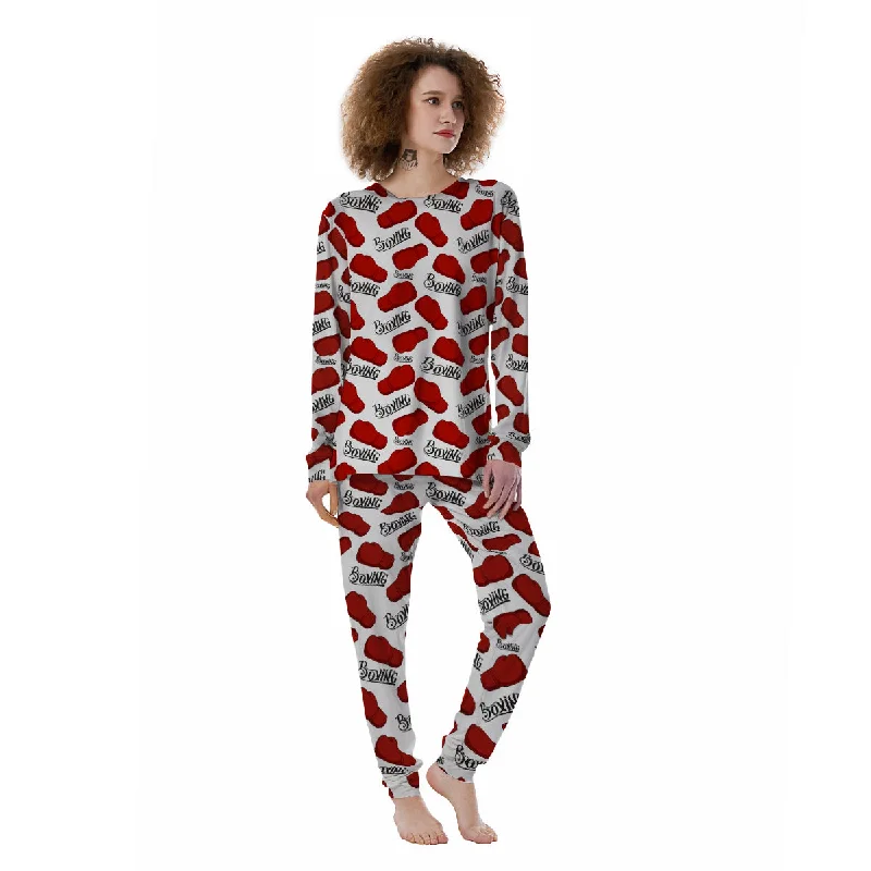 Boxing Glove And Text Print Pattern Women's Pajamas