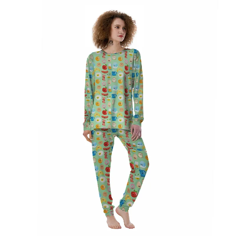 Breakfast Cartoon Print Pattern Women's Pajamas