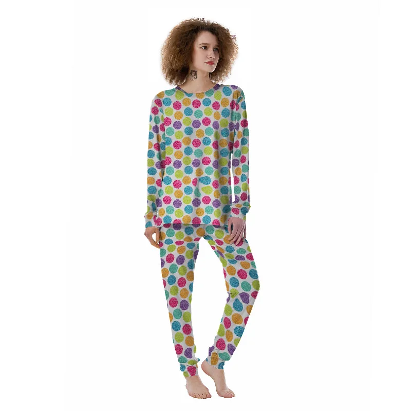 Bright Polka Dot Colorful Print Pattern Women's Pajamas