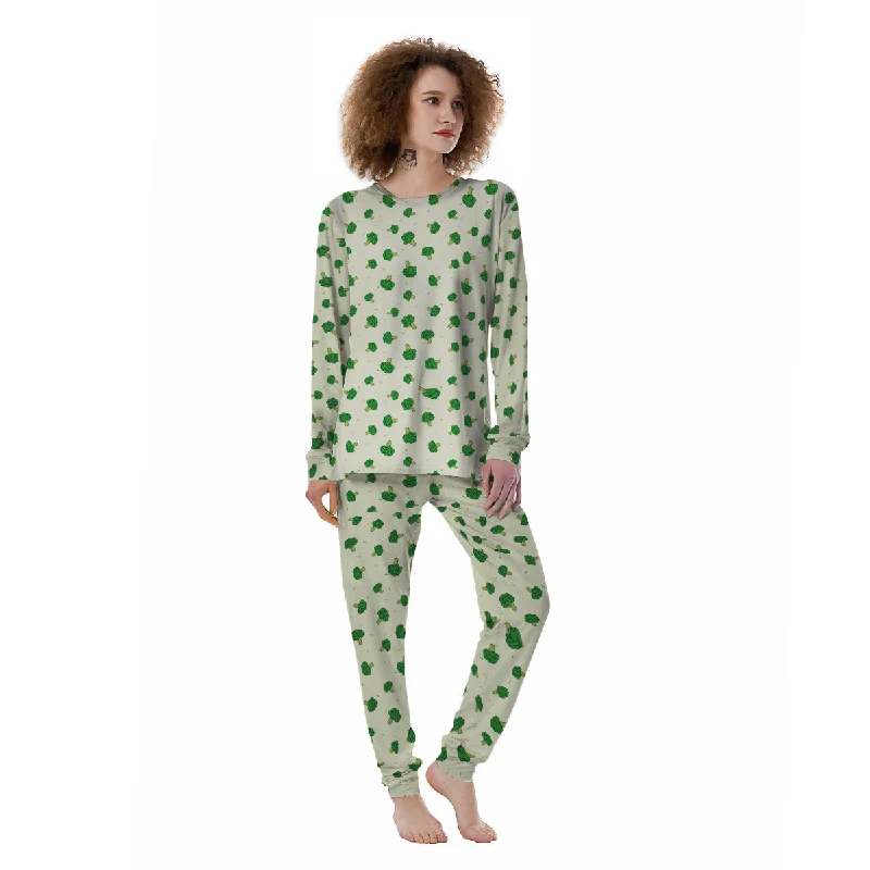 Broccoli Green Print Pattern Women's Pajamas