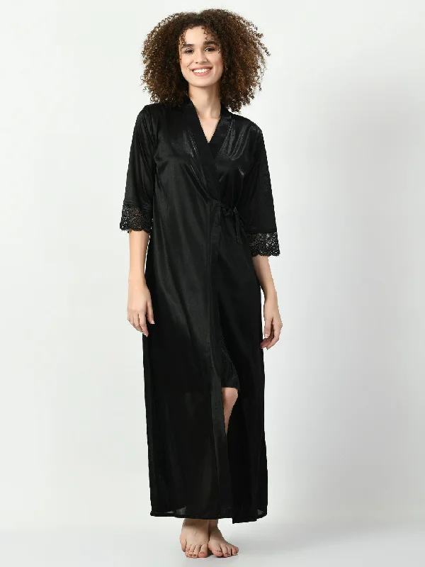 Women's Satin Black Nightdress - Legit Affair