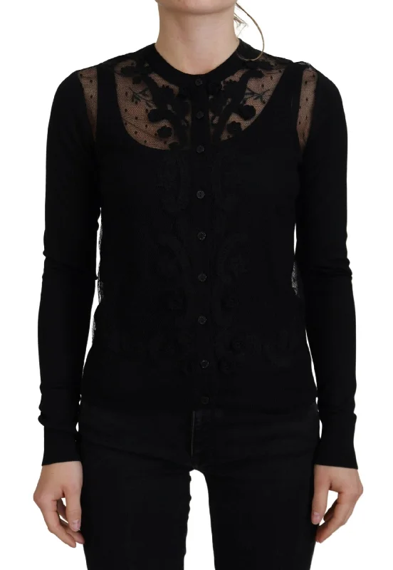 Dolce & Gabbana Floral Lace Button Cardigan Sweater