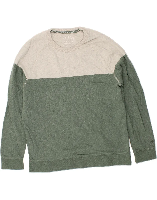 FAT FACE Womens Sweatshirt Jumper UK 16 Large Green Colourblock Cotton