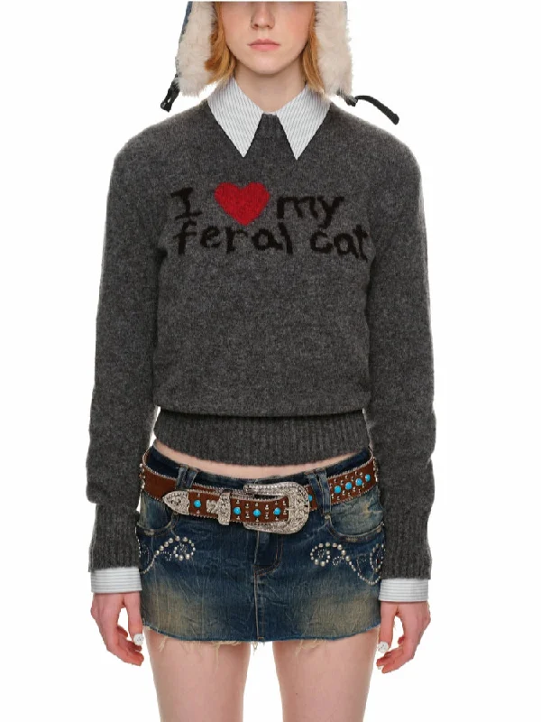 Heart Letter Crew Neck Sweater