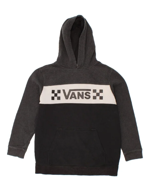 VANS Womens Graphic Hoodie Jumper UK 16 Large Grey Colourblock Cotton