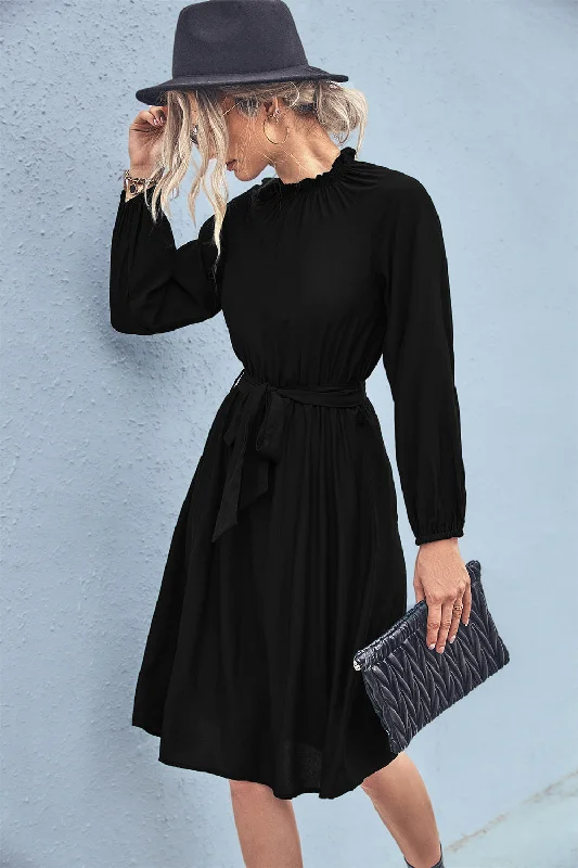 Elegant Long Sleeves Lace Up Women Dresses