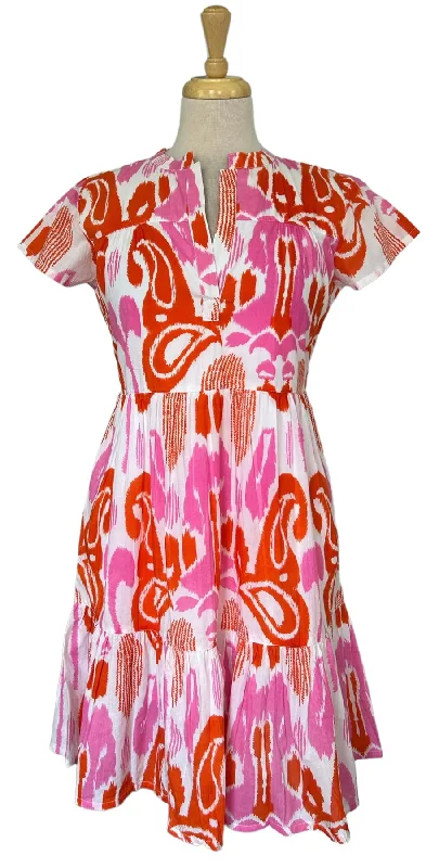 Pink Grapefruit Short Sleeve Folly Mini Dress by Madison Mathews