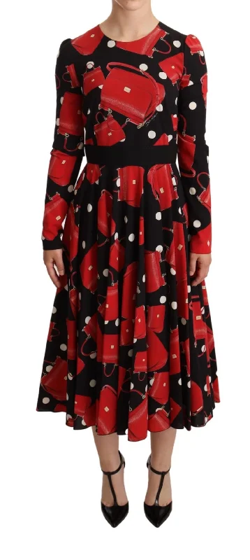 Dolce & Gabbana Elegant Sicily Print Flared Midi Women's Dress