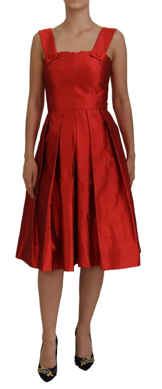 Dolce & Gabbana Radiant Red Silk A-Line Midi Women's Dress