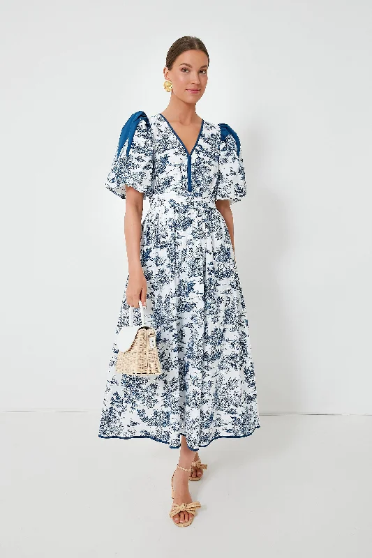 Blue Toile Reynolds Midi Dress