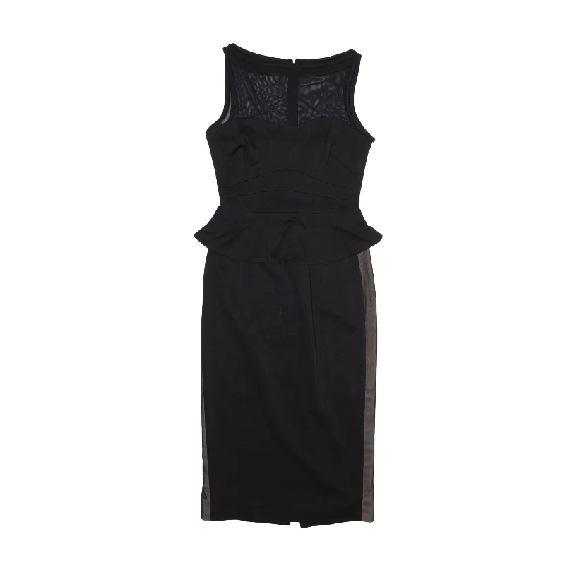 KAREN MILLEN Pencil Dress Black Sleeveless Midi Womens UK 10