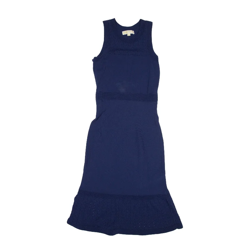 MICHAEL KORS Knit Mermaid Dress Blue Sleeveless Midi Womens UK 6