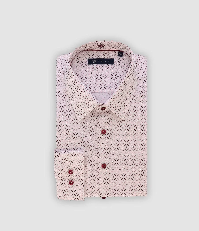 Chemise slim imprimée blanc rose et bordeaux PAUL