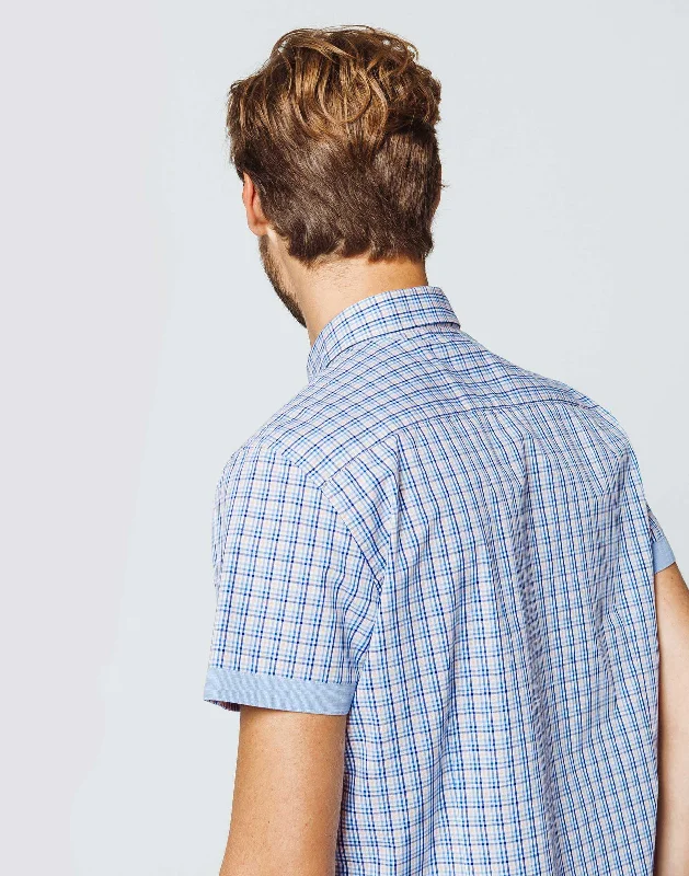 Chemise Carreaux Coton Bleu