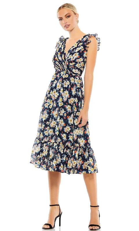 Ieena Duggal 55665 - Ruffle Trimmed Floral Cocktail Dress