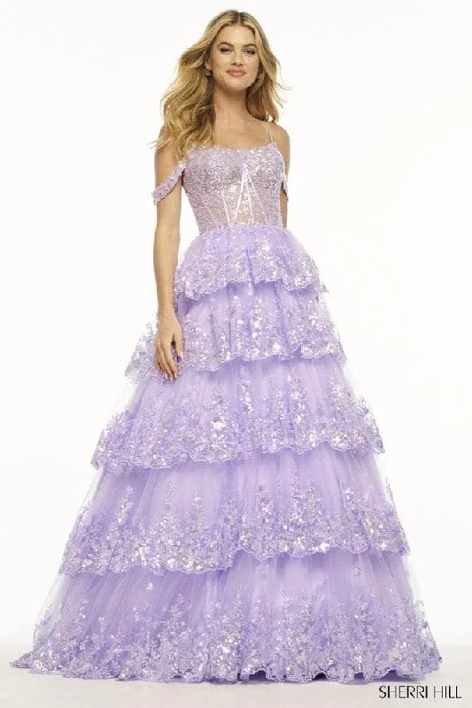 Sherri Hill 56104 - Cold Shoulder Sequined Ballgown