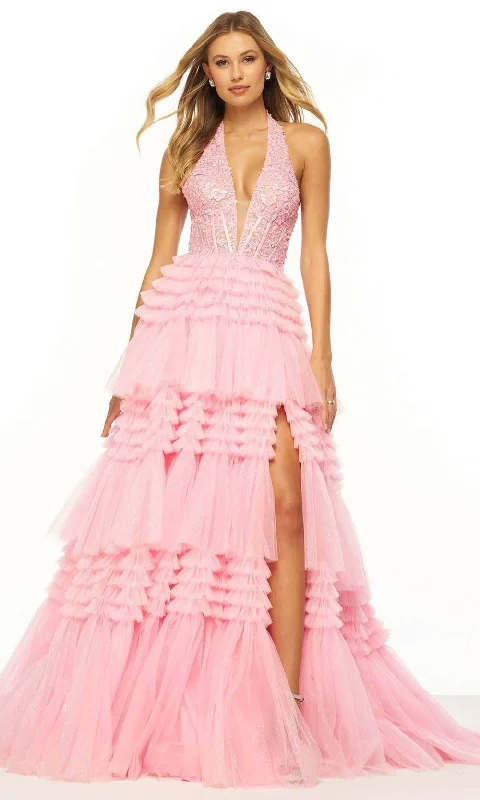 Sherri Hill 56206 - Ruffle A-Line Gown with Slit