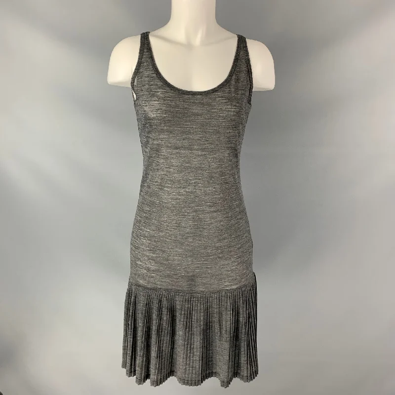 COTELAC Size S Grey Heather Wool / Polyester Solid Tank Dress