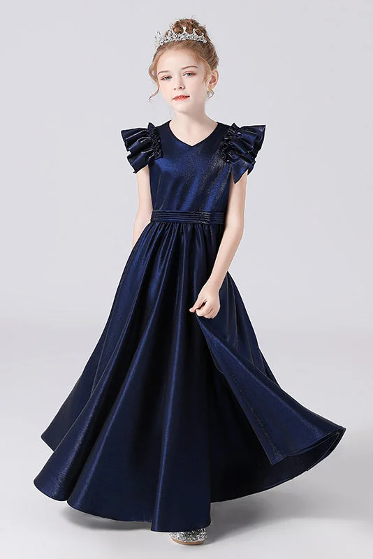 A Line Elegant Sleeveless Floor Length Flower Girl Dress