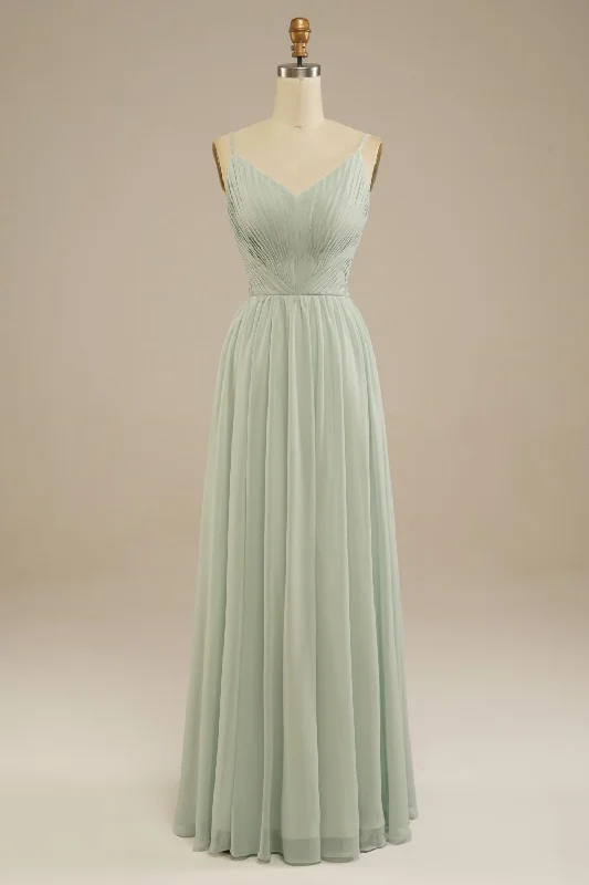 A-Line Floor Length Chiffon Bridesmaid Dress