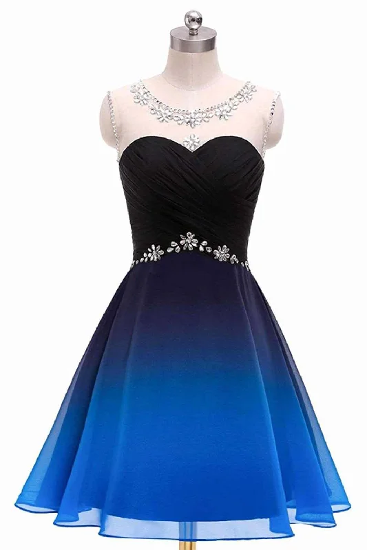 A Line Sleeveless Ombre Beaded Homecoming Dress N1675