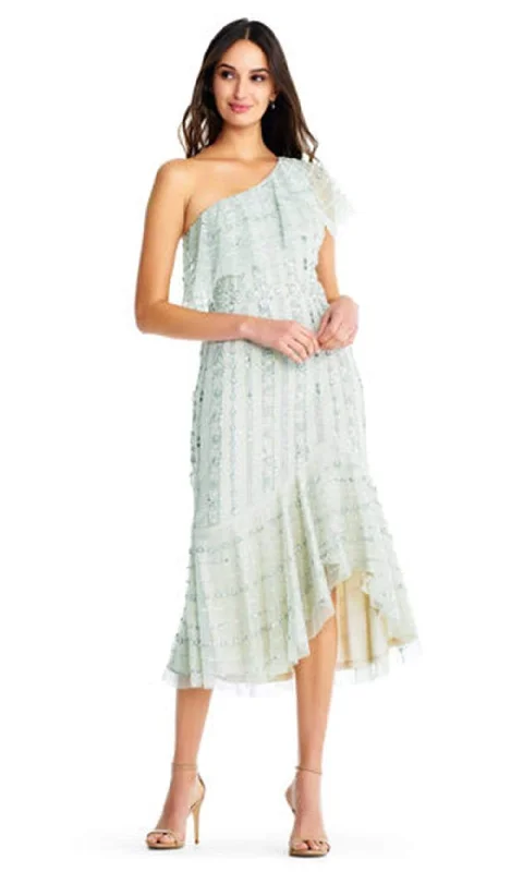 Aidan Mattox - Beaded Flutter Draped One Shoulder Dress MD1E203610SC