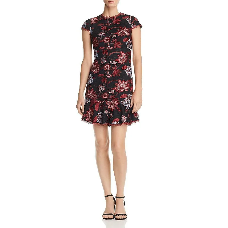 Aidan Mattox - Cap Sleeve Crew Neck Floral Dress MN1E202938SC