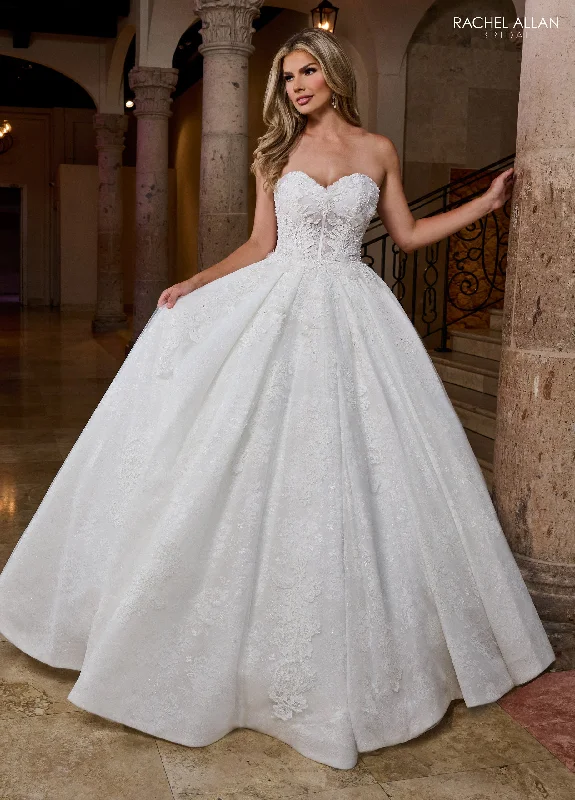 Applique Strapless Bridal Gown by Rachel Allan RB6168