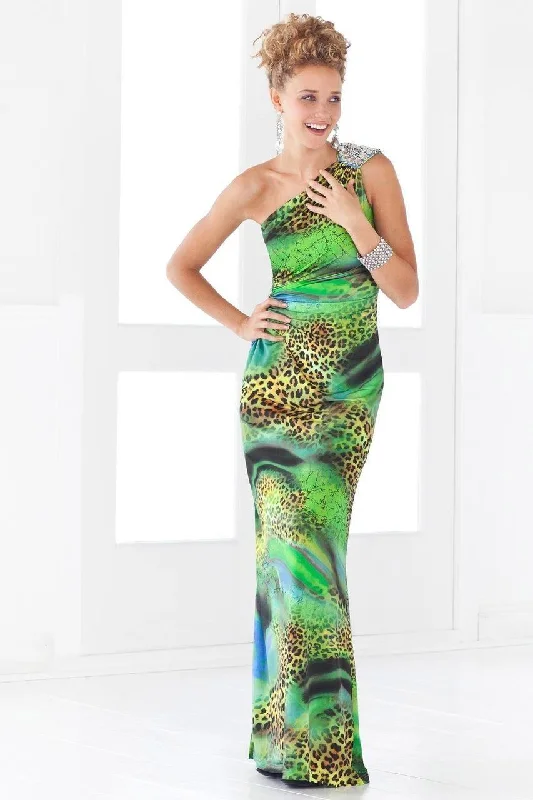 Blush by Alexia Designs - 9379SC One Shoulder Jungle Inspired Dress