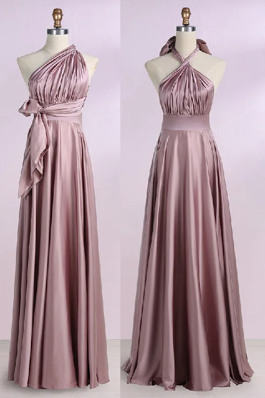 Blush Convertible Prom Bridesmaid Dresses  Floor Length Bridesmaid Dresses N1548