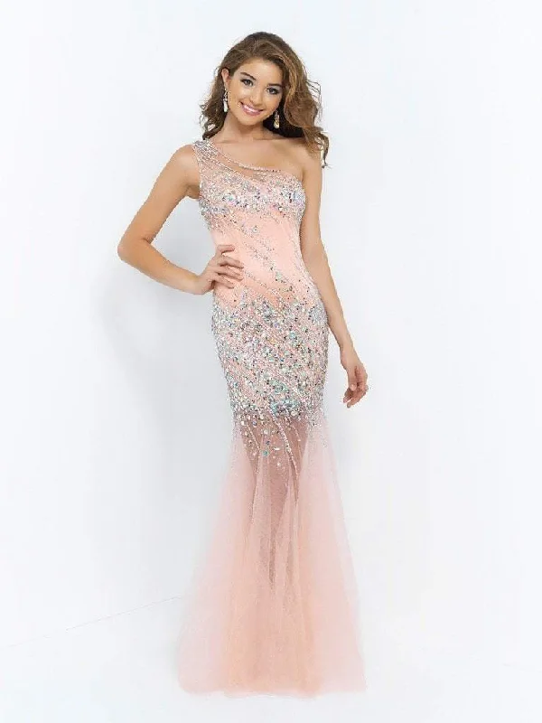 Blush - X233SC One Shoulder Crystal Detailed Dress