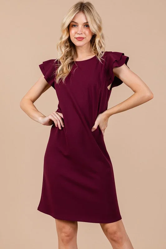 Burgundy Ruffle Dress