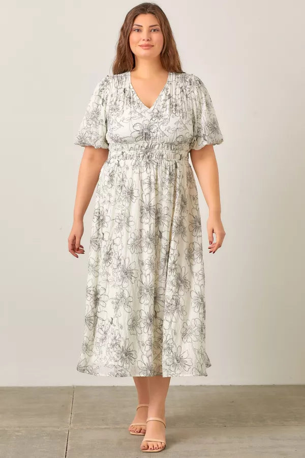 Celeste Dress in Ivory/Black- Misses & Plus (S-3X)