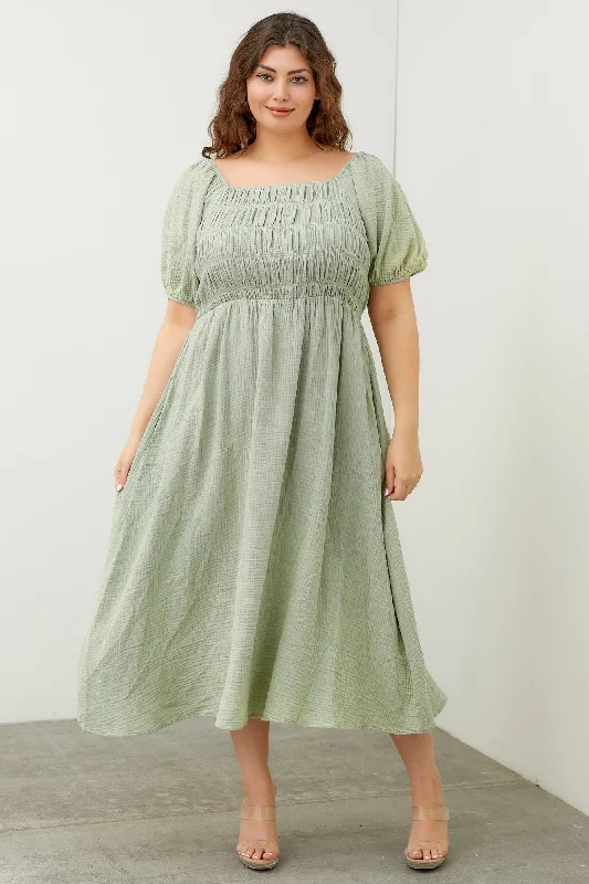 Chantri Dress in Sage- Plus (3X)