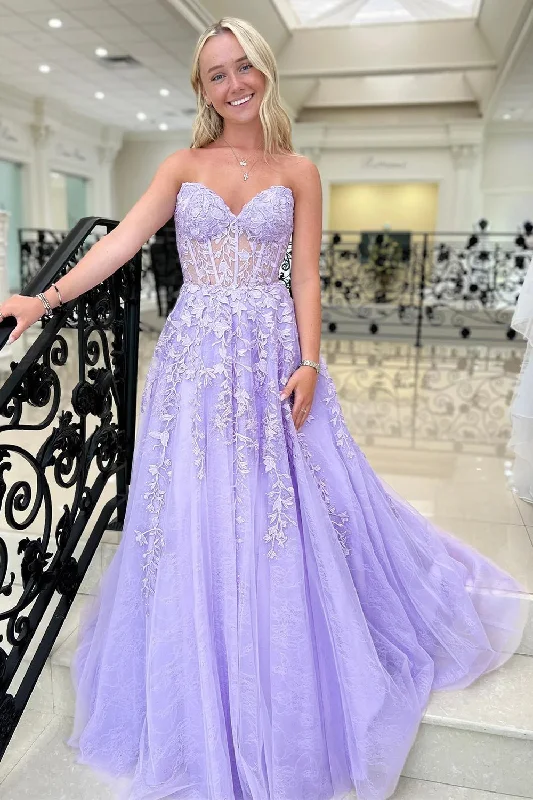Chic A Line Sweetheart Purple Corset Prom Dress with Appliques Fall unclassified dresses Chic A Line Sweetheart Purple Corset Prom Dress with Appliques Fall unclassified dresses