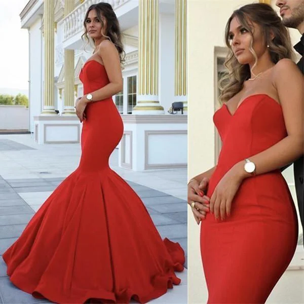 Chic Strapless Sleeveless Sweetheart Mermaid Full-length Prom Dresses,BS011