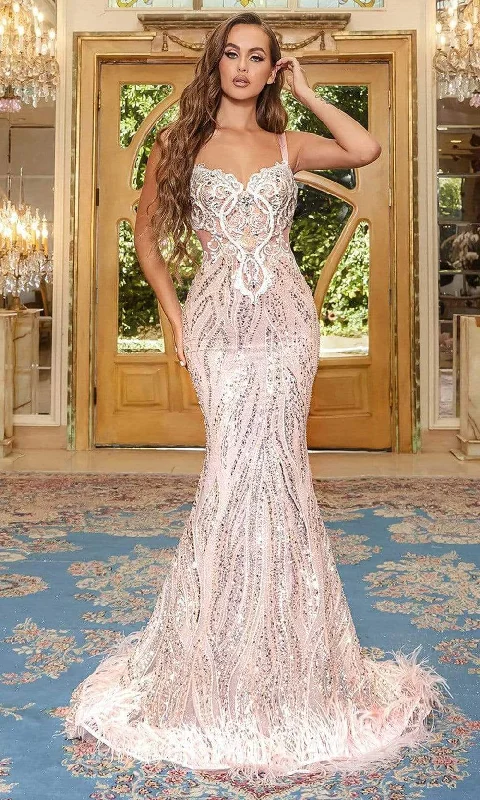 Embroidered Rhinestone Mermaid Gown for Unforgettable Occasions by Portia and Scarlett