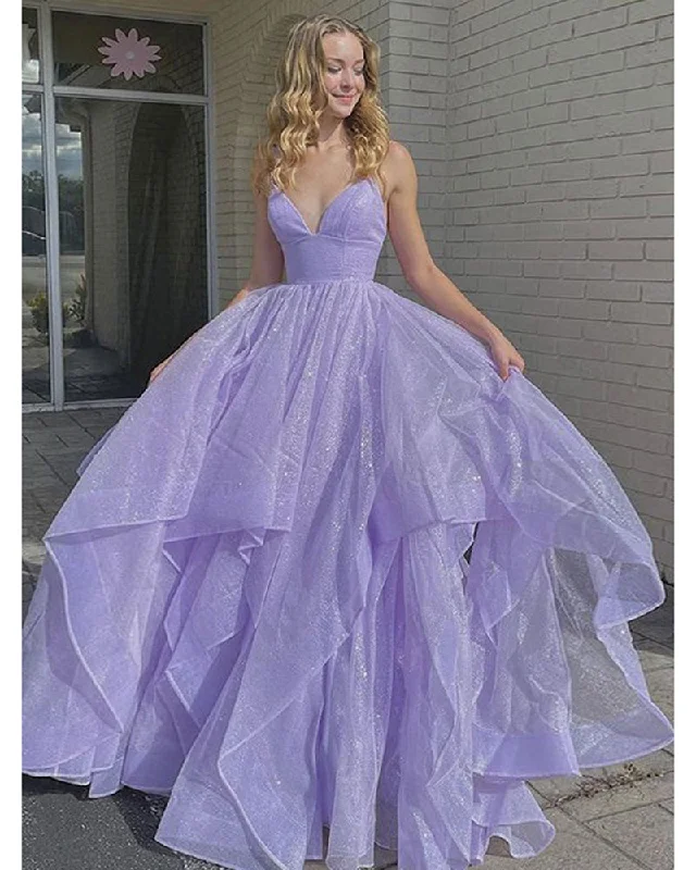 Fancy Lavender Ball gown Girls Sweet 16 Prom Dress Quinceanera Gown PL2812