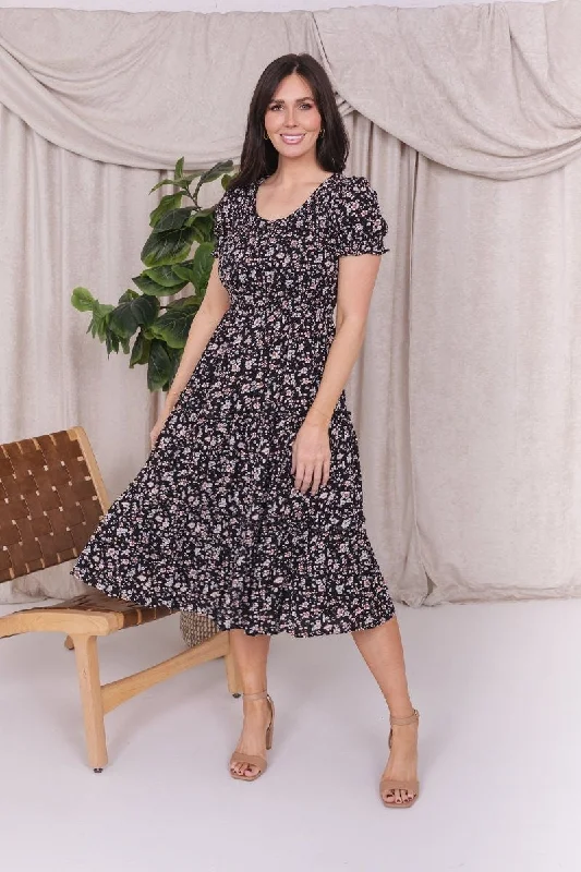 Mccall Dress in Black Petunia- Misses and Plus (S-2X)