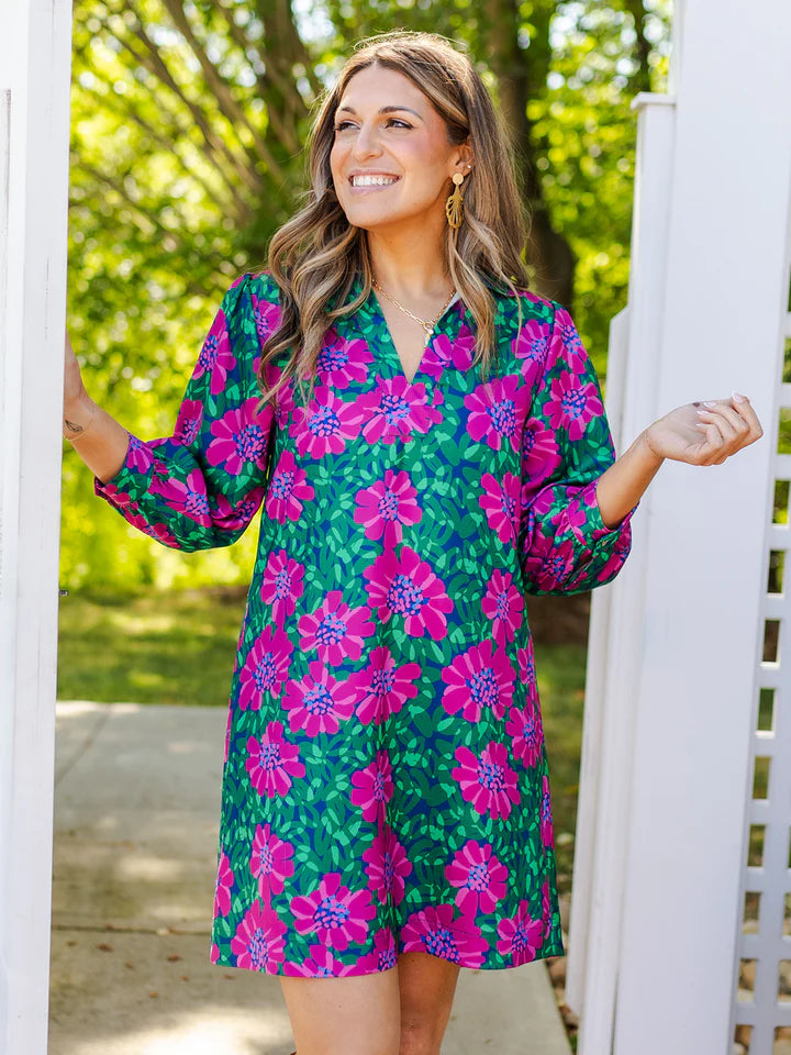 MM Charlee Dress in Wildflower Navy