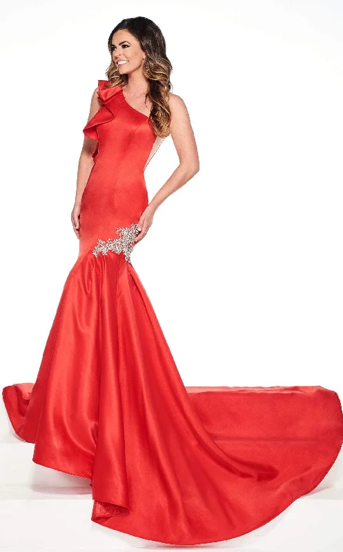 Rachel Allan Primadonna 5084 - Ruffled One Shoulder Satin Gown