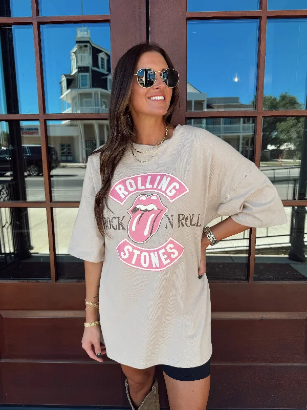 Rock N' Roll Rolling Stone Graphic Tee Dress Trendy new unclassified dresses