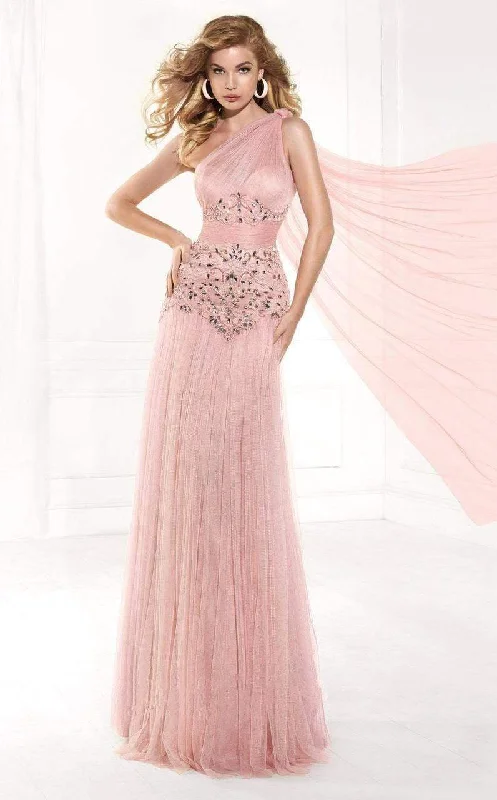 Tarik Ediz - mte92384 Ruched Sheer Overlay Evening Gown