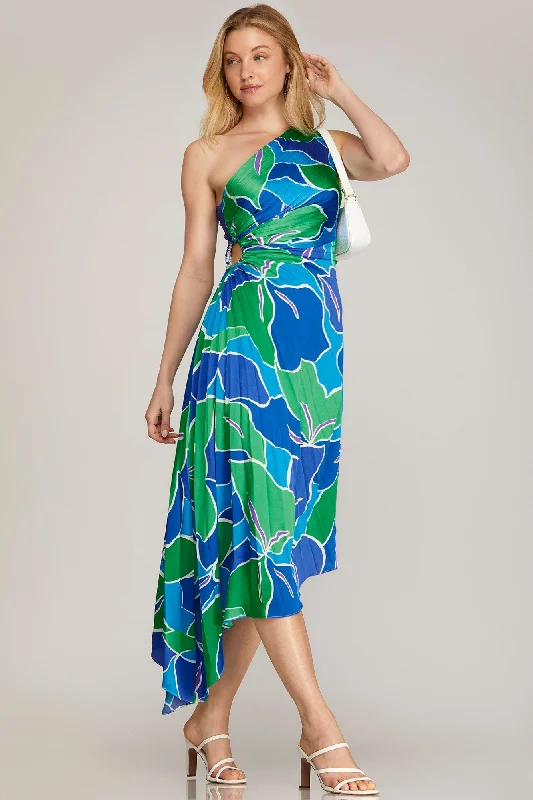 Tropical Blues One Shoulder