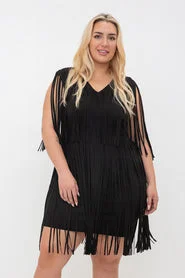 Vocal Suede Fringe Dress Several Colors To Choose From