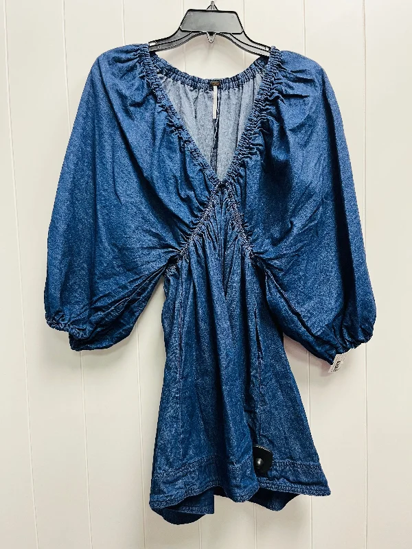 Dress Casual Short By Free People In Blue Denim, Size: S